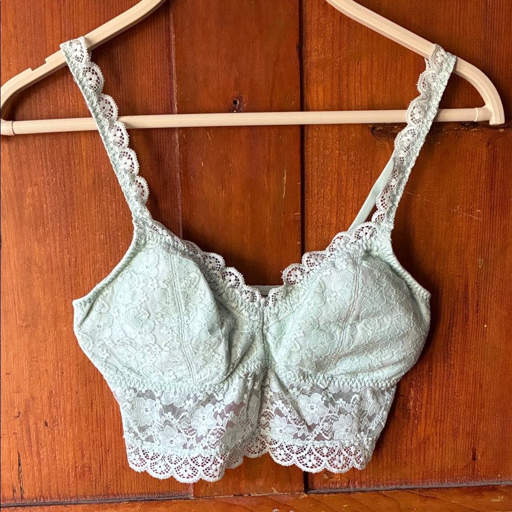 Mint Green Lace Hollister Long Line Bralette